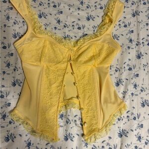 Yellow Lace Bustier Top